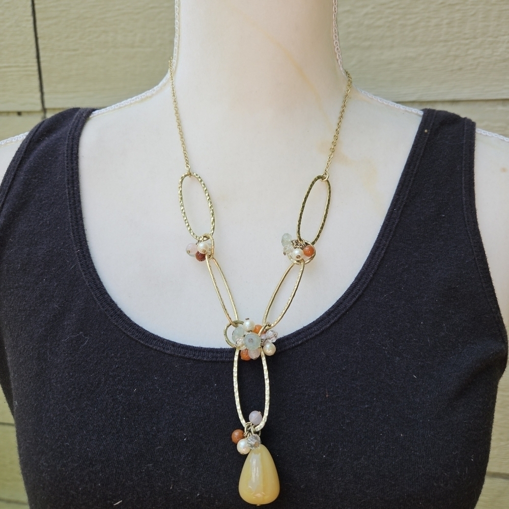 Lydell gold tone necklace with earthy beads